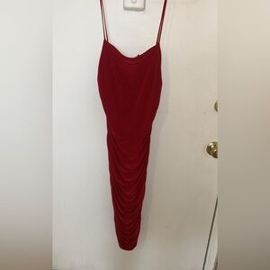 Elegant Red Ruched Dress